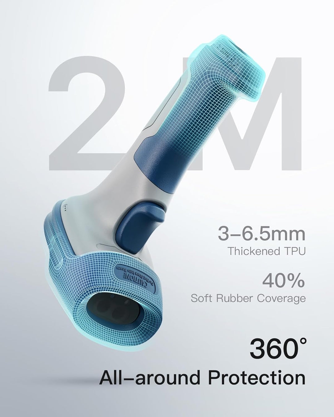 Inateck Wireless Barcode Scanner 2D, Bluetooth 5.0, 2.4Ghz Barcode Reader, QR Code Scanner, liest vo