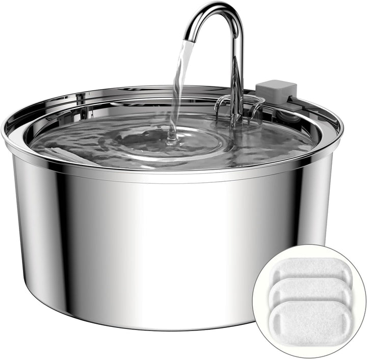 Trinkbrunnen für Katze 3,2L TOMXCUTE Katzenbrunnen aus Edelstahl, wasserbrunnen für Katzen Hunde, mi