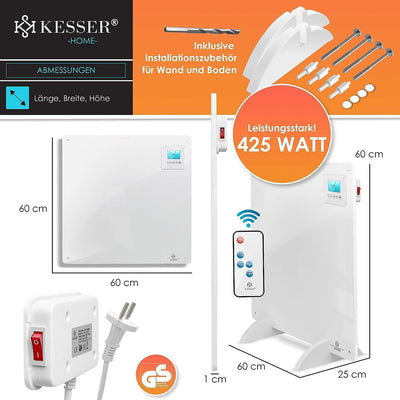 KESSER® 2x Infrarotheizung mit Fernbedienung ✓ LCD-Display Digital ✓ Timer ✓ Wandheizung ✓ Infrarot