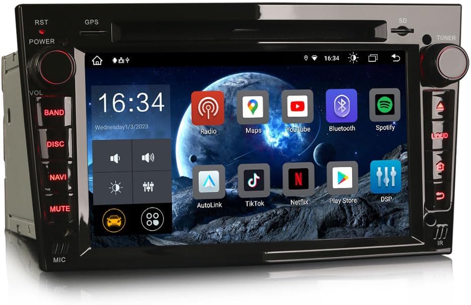 Erisin 7 Zoll 8-Kern 4GB+64GB Android 12 Autoradio Bluetooth GPS Navi Für Opel Corsa D/C Astra H Mer