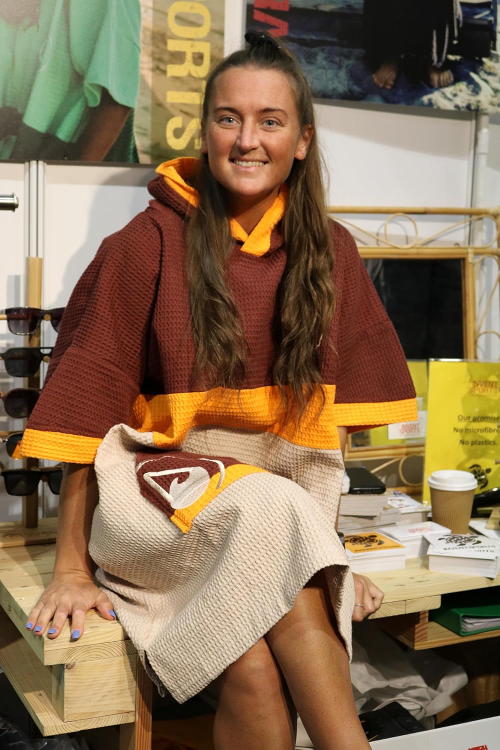 WAVE HAWAII Bade-Poncho Damen & Herren Porlamar | Grösse L/XL, 170-200cm I 100% Baumwolle Surf-Ponch