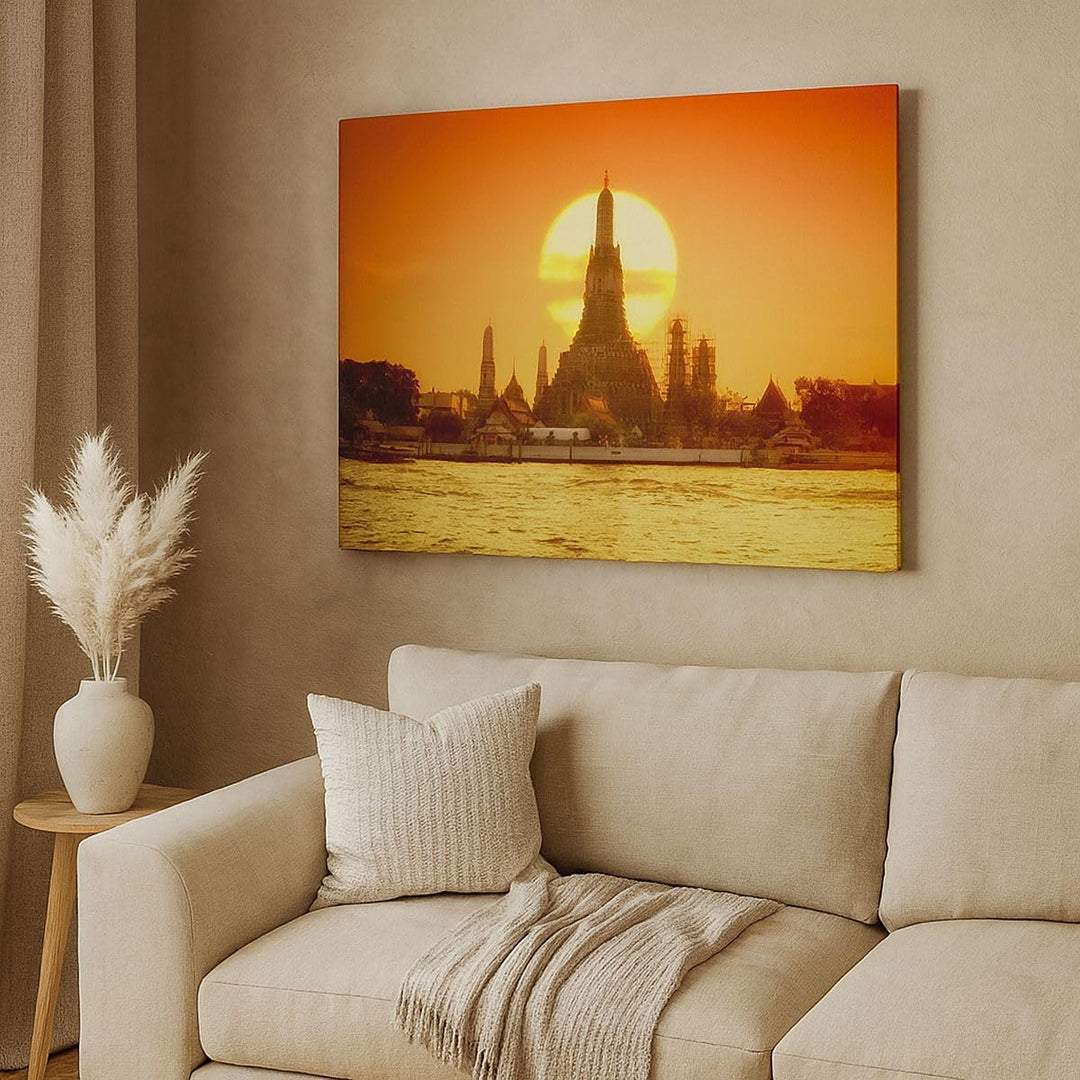 ARTTOR Bilder auf Leinwand Tempel Asien Leinwandbild mit Rahmen 70x50cm Wandbilder Dekoration Wohnzi