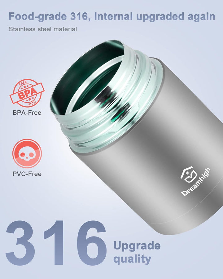 Dreamhigh® Thermobehälter für Essen 800 ml, Edelstahl Warmhaltebehälter Speisegefäss für Essen, Ther