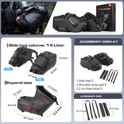 Rhinowalk Motorrad Satteltasche 48L (24L*2) Wasserdicht Motor Seitentasche Gepäcktasche Hecktasche H