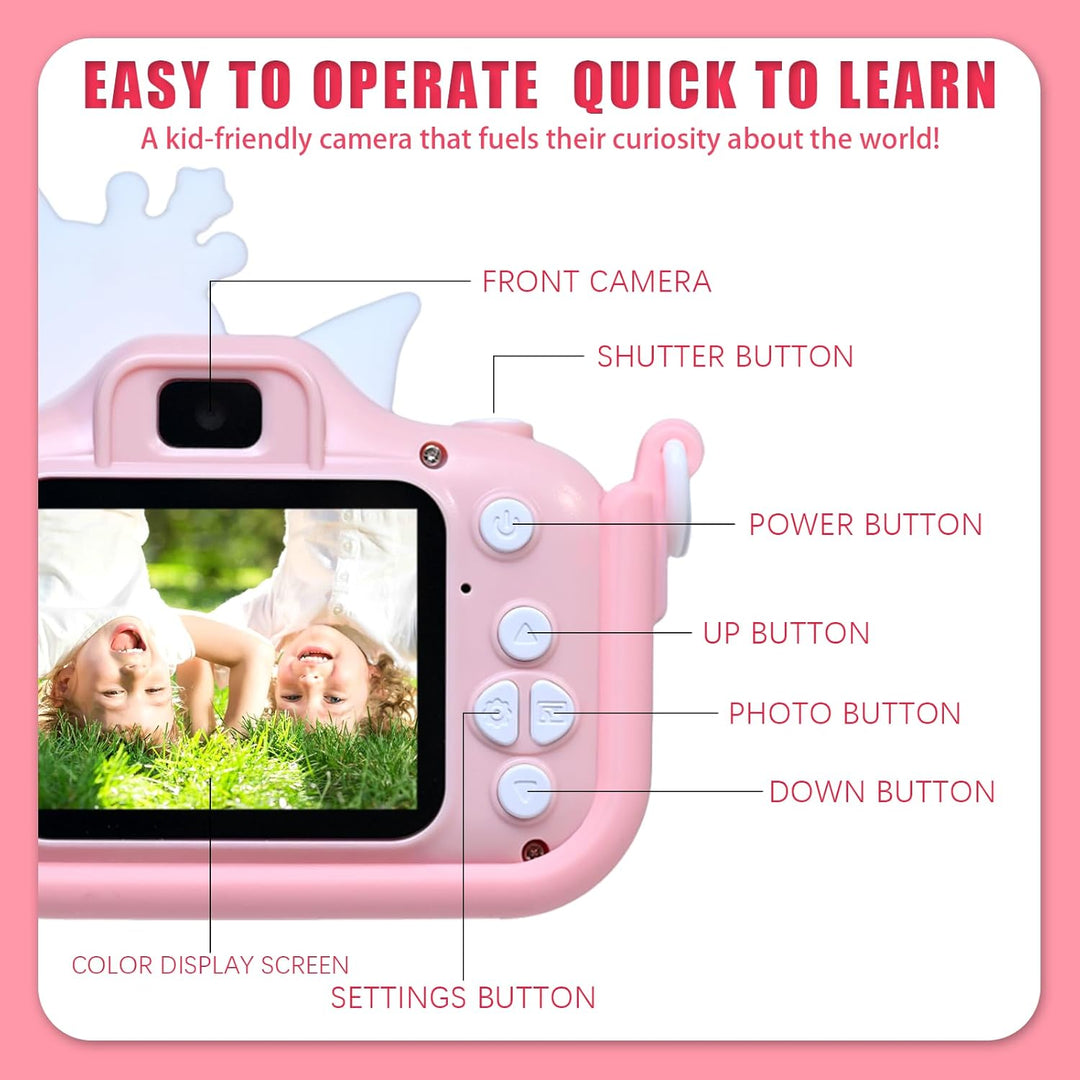 Kinderkamera, Digitalkamera Kinder 1080P 2,0"-Bildschirm Kinder Kamera mit 32GB Karte, Selfie Digita