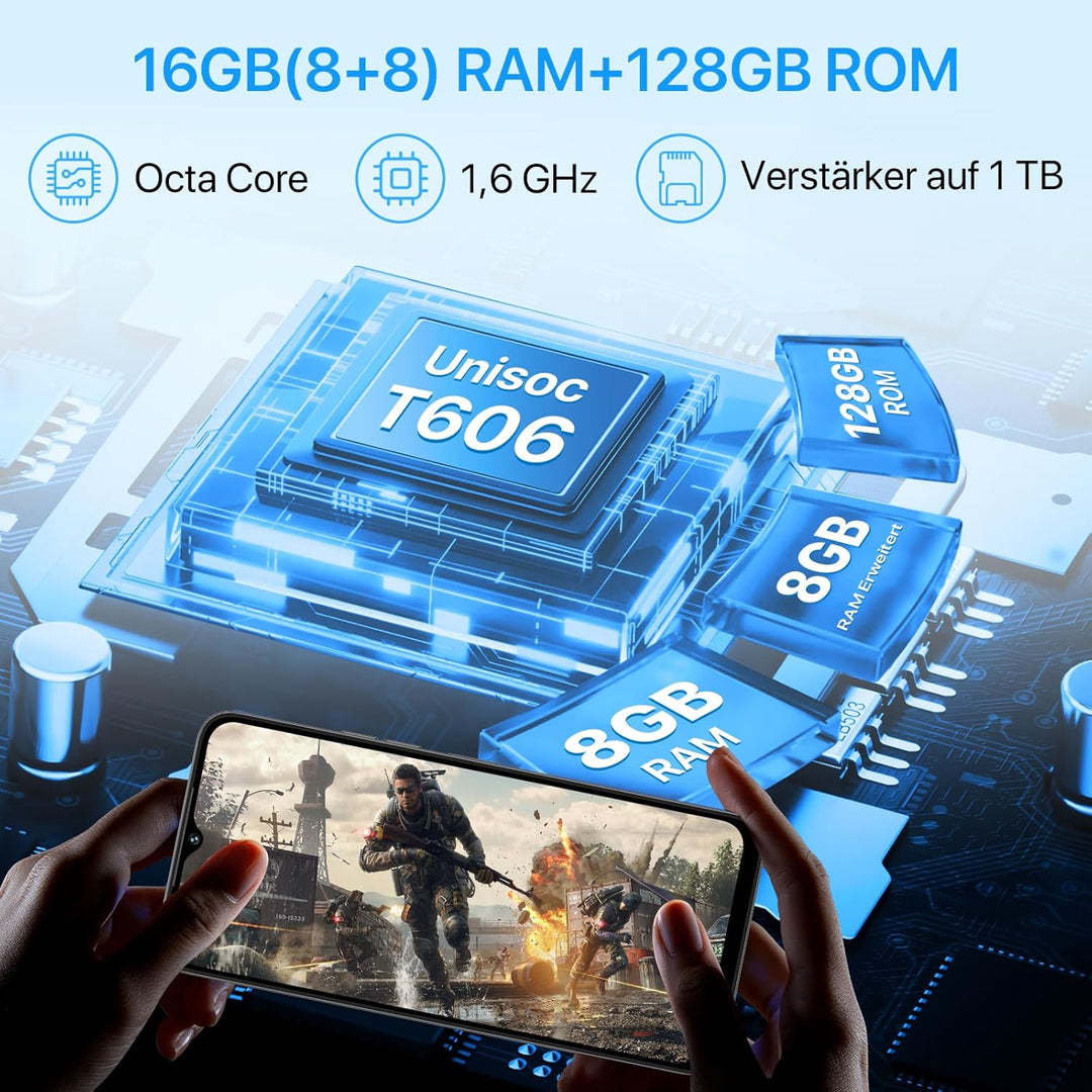 UMIDIGI G5 Smartphone Ohne Vertrag, 16GB+128GB/1TB, Handy Ohne Vertrag Android 13, 50MP+8MP, 6.6" HD