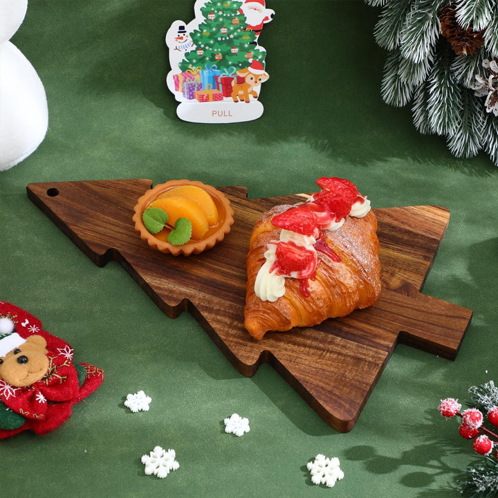 Hemobllo Weihnachtsbaum Charcuterie Brett Holz–38cm x 24cm Käse Schneidebrett, Servierplatte für Wur