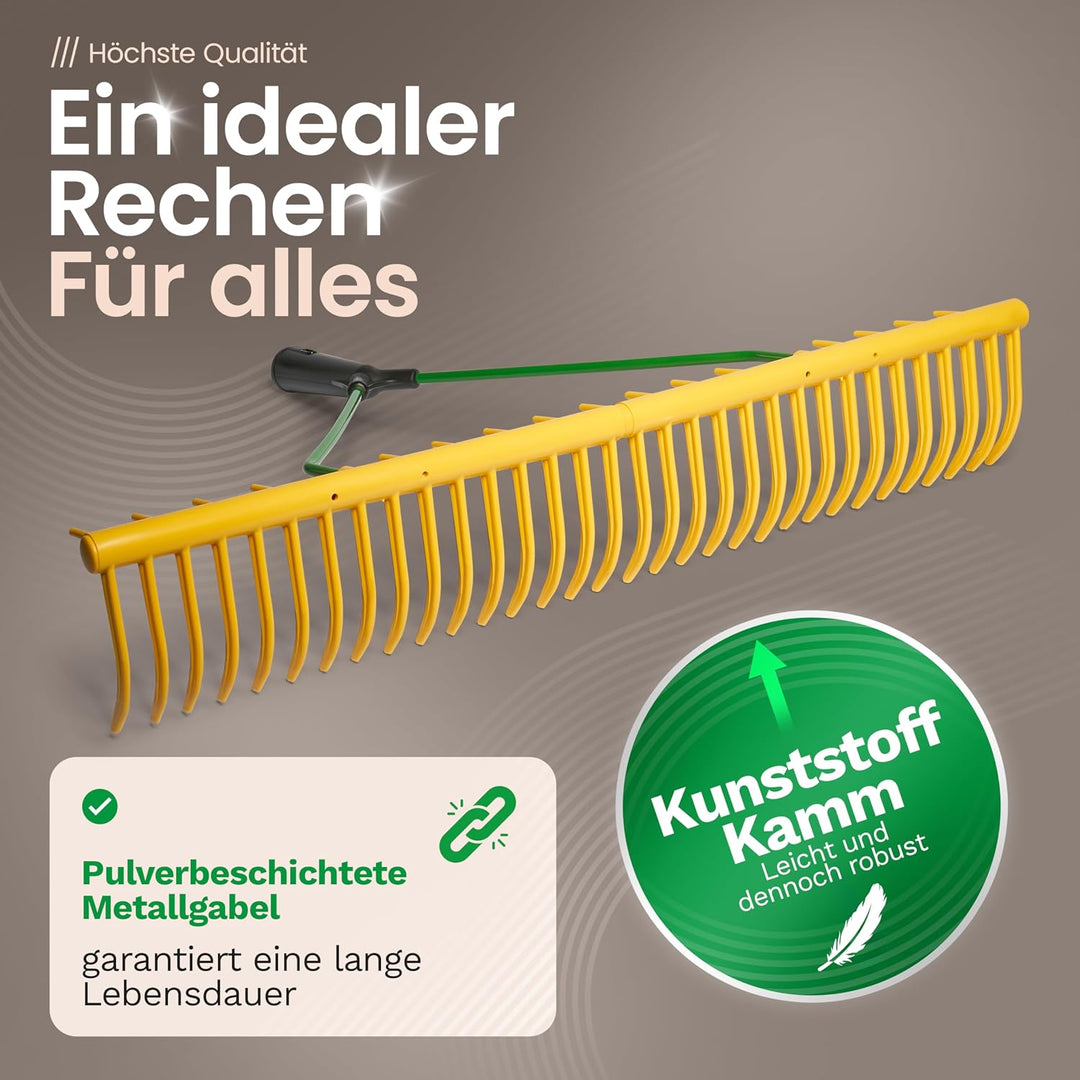 Novatool Gartenrechen-Kopf mit Grasfang-Vorrichtung und 32 Zinken, Arbeitsbreite 64,5 cm, Rechen aus