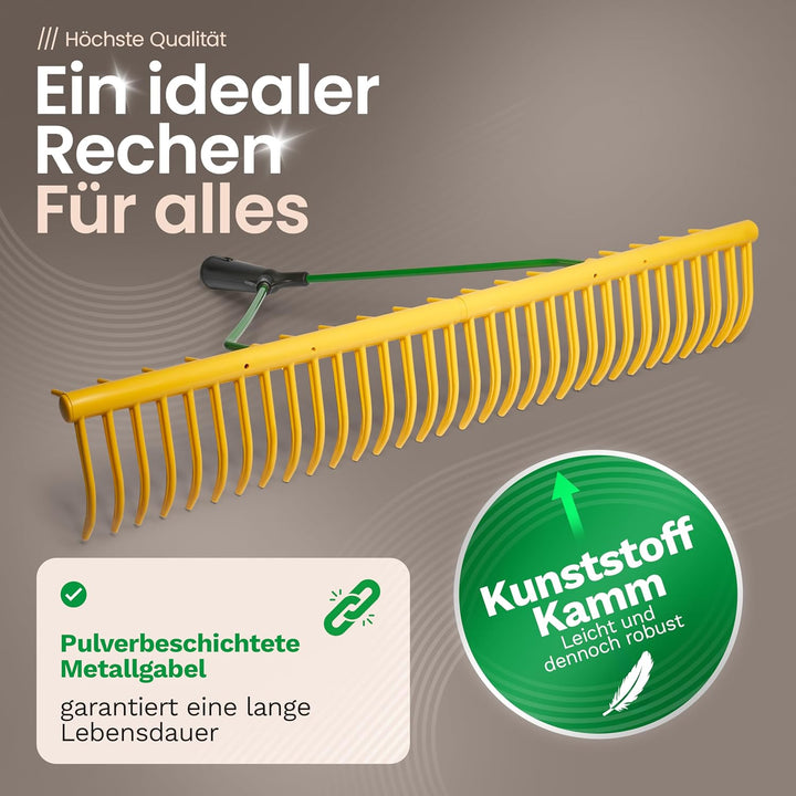 Novatool Gartenrechen-Kopf mit Grasfang-Vorrichtung und 32 Zinken, Arbeitsbreite 64,5 cm, Rechen aus