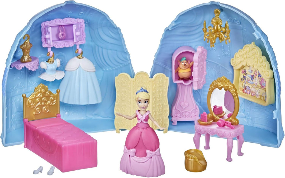 Disney Prinzessin Styling Überraschung Cinderellas Rock, Spielset mit Puppe, Möbeln und Modezubehör,
