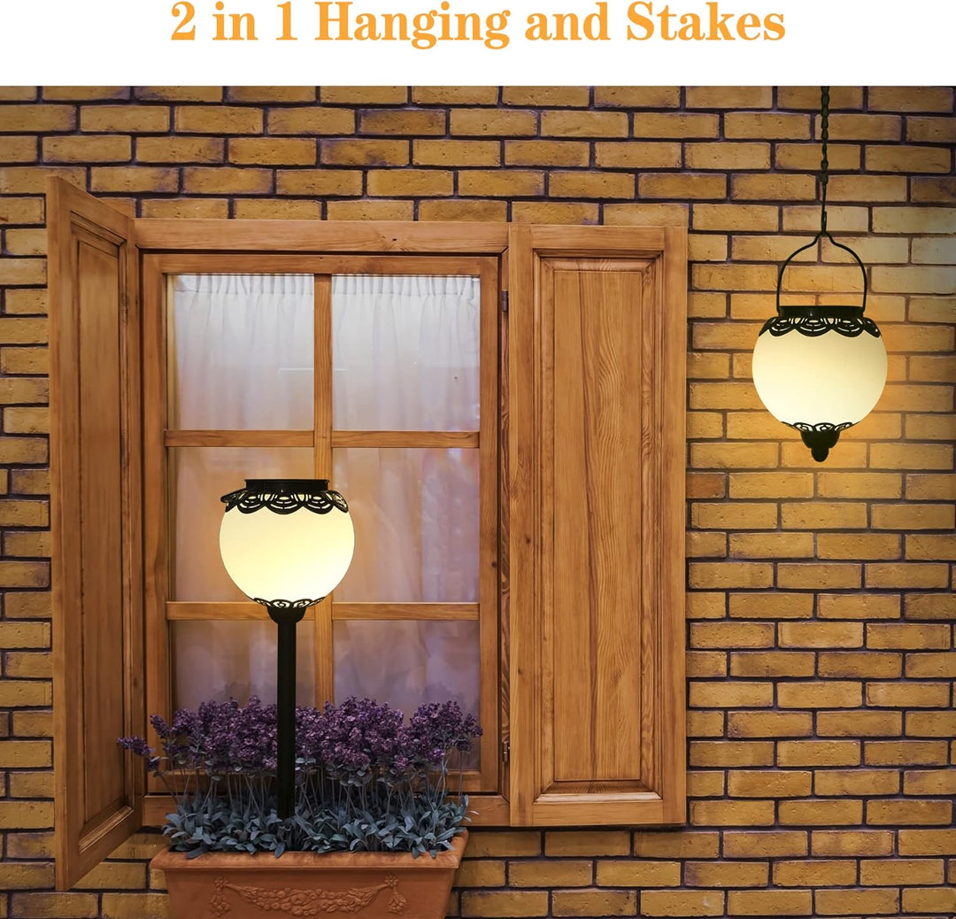 Solarlampen für aussen Garten, 2 Stück Solarlaterne für aussen Kugel IP65 Wasserdicht, Bonsery Solar