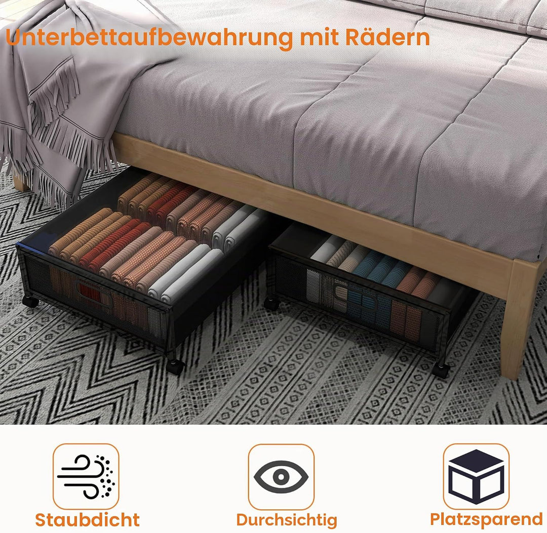 QUELIEN Unterbettkommode mit Rollen – Grosse rollende Unterbett-Aufbewahrungsbehälter und Schubladen