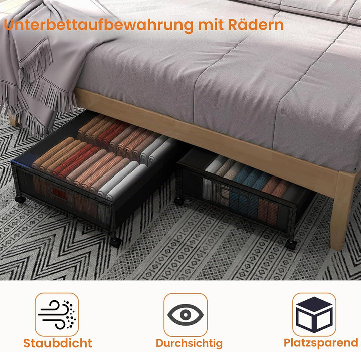 QUELIEN Unterbettkommode mit Rollen – Grosse rollende Unterbett-Aufbewahrungsbehälter und Schubladen