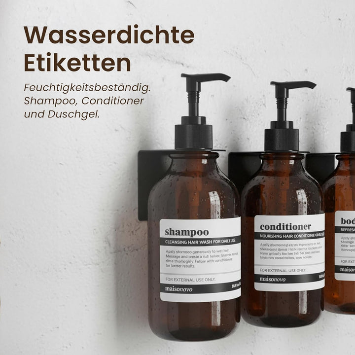 MaisoNovo Shampoo Flaschen zum befüllen – Duschseifen Seifenspender Wandbefestigung – 500 ml Set mit