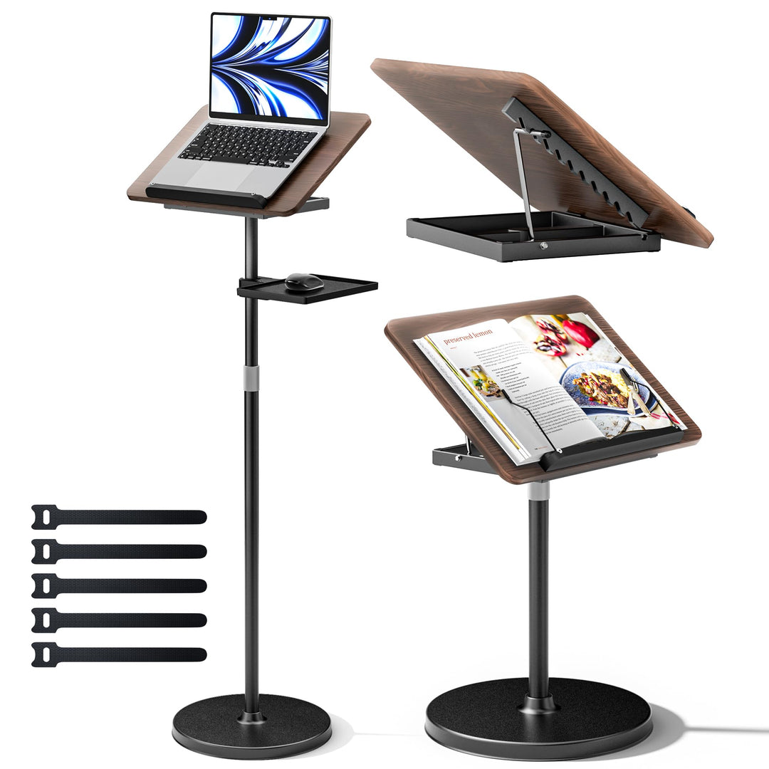 2 in 1 Verstellbarer Buchständer - Dual-Use Boden- und Schreibtisch-Buchhalter, Höhenverstellbar 60