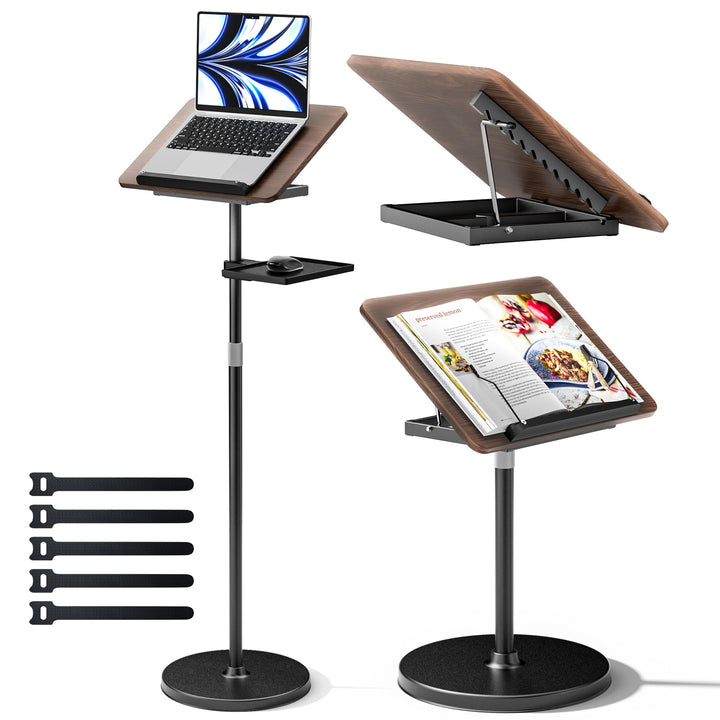 2 in 1 Verstellbarer Buchständer - Dual-Use Boden- und Schreibtisch-Buchhalter, Höhenverstellbar 60