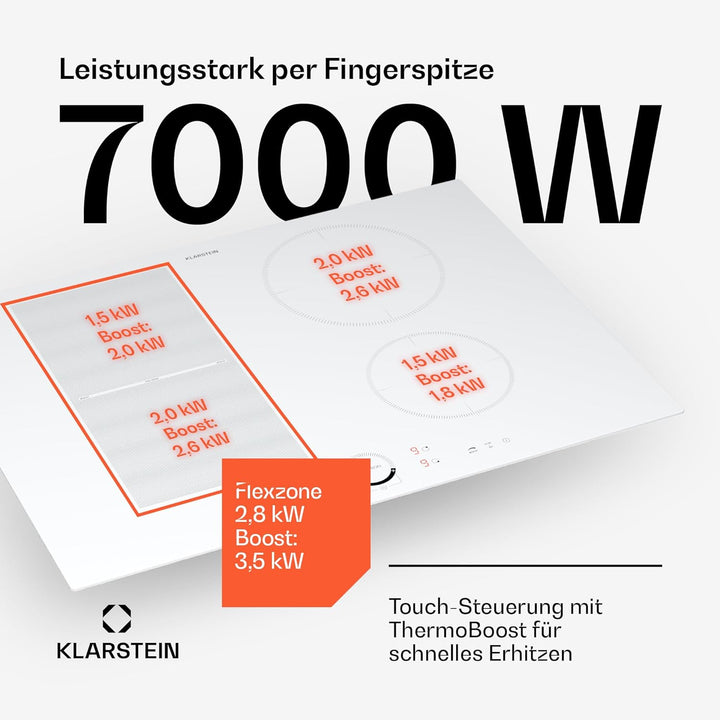 Klarstein Induktionskochfeld, Glaskeramik Kochfeld, 7000W Induktionskochfeld mit 4 Platten, Einbau-I