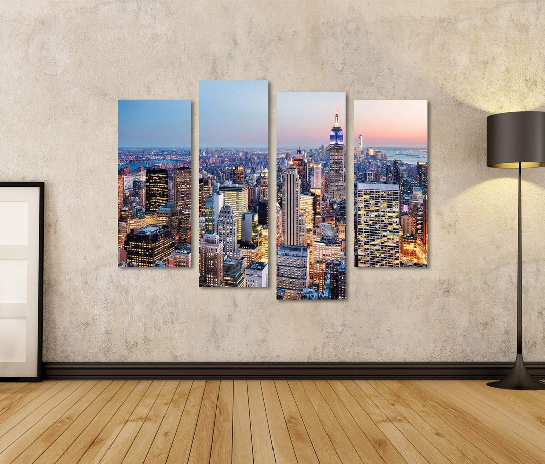 islandburner Bild auf Leinwand New York Stadt Usa Bilder Wandbilder Poster Leinwand 130x80cm - 4 Tei