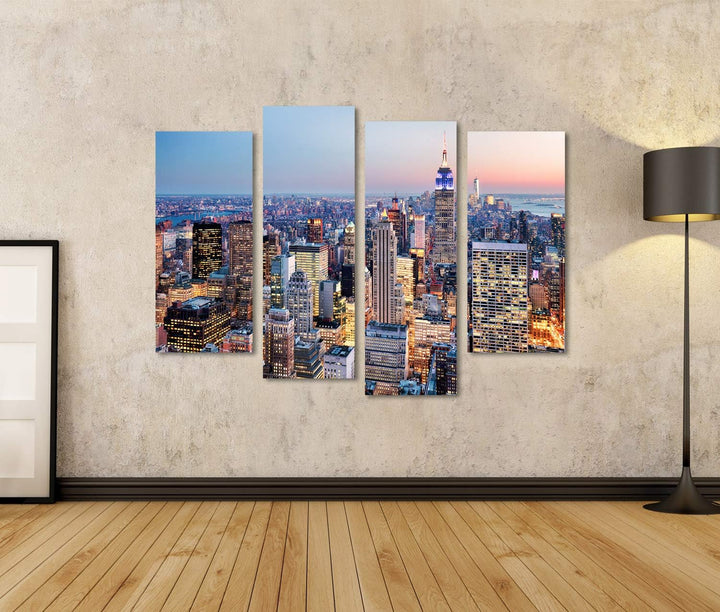 islandburner Bild auf Leinwand New York Stadt Usa Bilder Wandbilder Poster Leinwand 130x80cm - 4 Tei