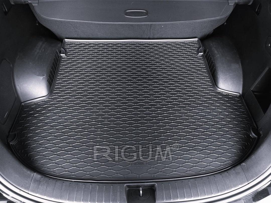 Passgenaue Kofferraumwanne und Gummifussmatten geeignet für Hyundai Santa Fe 5-Sitzer ab 2019 + Gurt