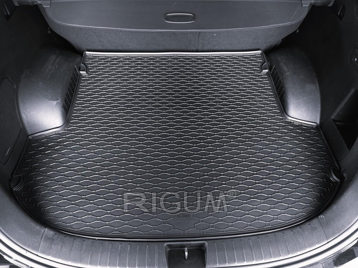 Passgenaue Kofferraumwanne und Gummifussmatten geeignet für Hyundai Santa Fe 5-Sitzer ab 2019 + Gurt