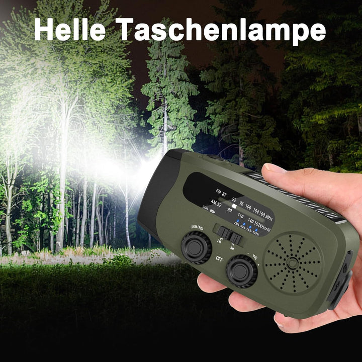 Notfall Kurbel Radio, 2000mAh/7400mWh Akku Kurbelradio Solar Batterie Power Bank USB AM/FM Radio mit