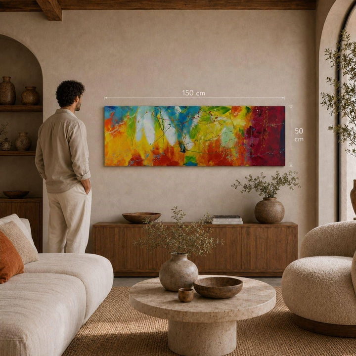 KunstLoft Leinwandbild | 100% HANDGEMALT | 150x50cm | Gemälde &