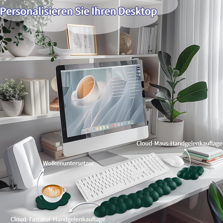 Sushret Handballenauflage Tastatur Wolke, Ergonomische Handauflage Mit PU Leder Memory Schaum, Cloud