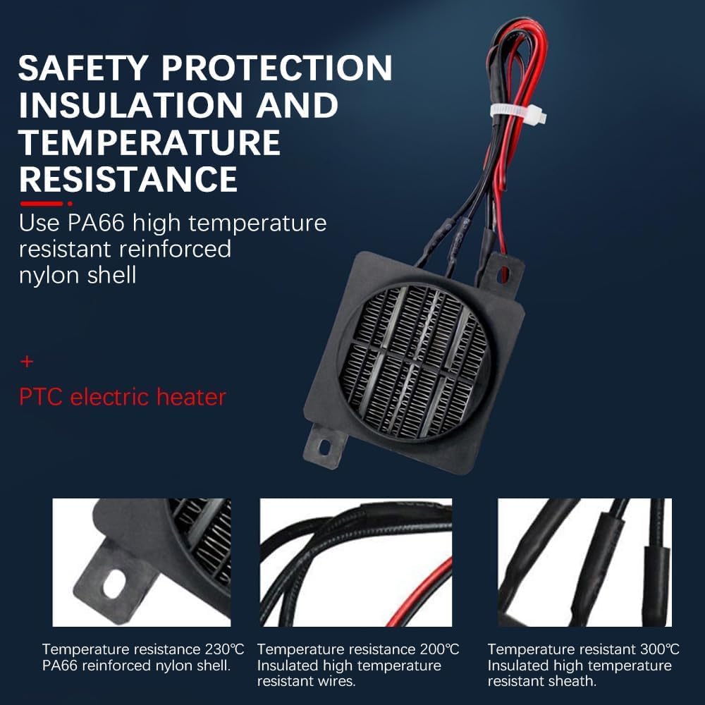 Telituny Heizung 220V 300W PTC-Heizung mit Lüfter Elektrischer Keramik-Thermostat PTC-Lufterhitzer H