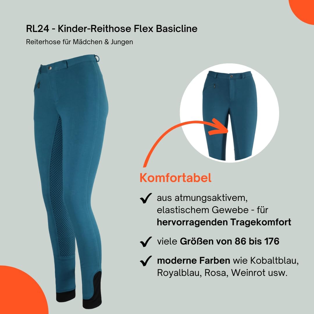RL24 - Kinder-Reithose Flex Basicline | Vollbesatz-Reitleggings für Mädchen & Jungen | hautfreundlic