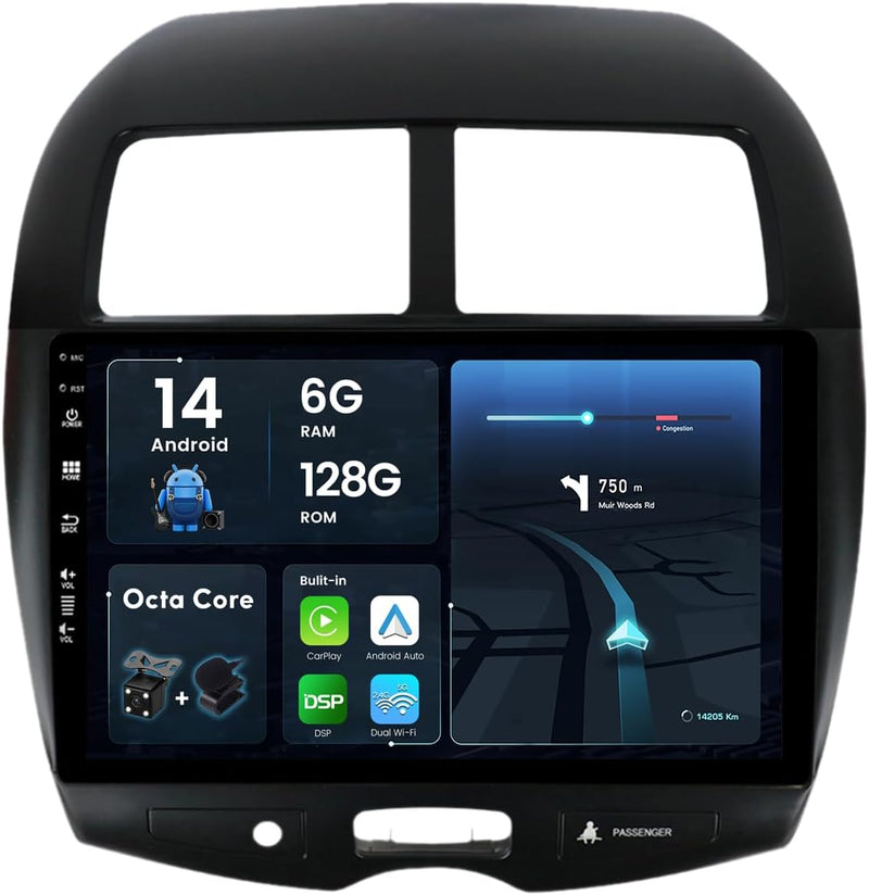 JOYX - 6G+128G - Android 12 IPS Autoradio Passt für Mitsubishi ASX (2010-2019) - Kabellos CarPlay/An