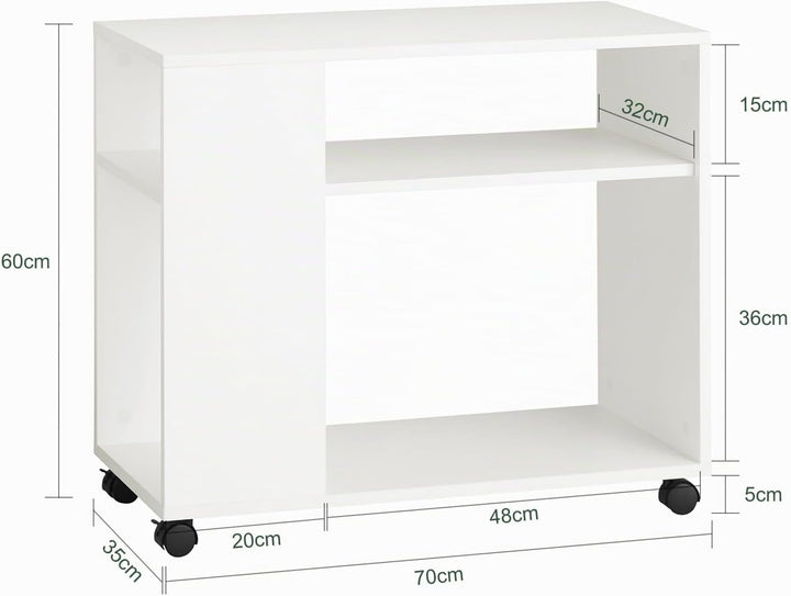 SoBuy FBT34-W Zeitungsständer Couchtisch Nachttisch Tisch mit Rollen Beistelltisch weiss BHT ca:70x6