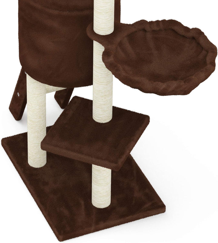 Beltom® KRATZBAUM KATZENKRATZBAUM KLETTERBAUM KATZENBAUM SPIELBAUM 140 cm. Park Spiele - Braun, Brau
