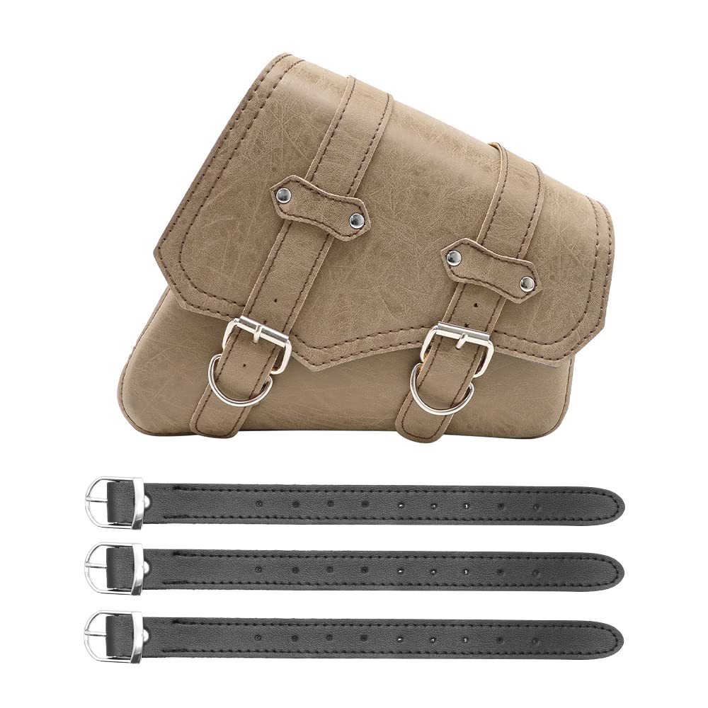 evomosa Motorrad Satteltasche PU Leder Universal Motorräder Werkzeugtaschen Khaki (B-Rechte Seite),