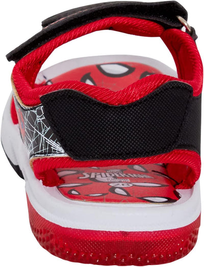 Marvel Spiderman Light Up Sportsandalen für Jungen Open Toe Easy Fasten Kinder Sommer Schuhe, rot, 2