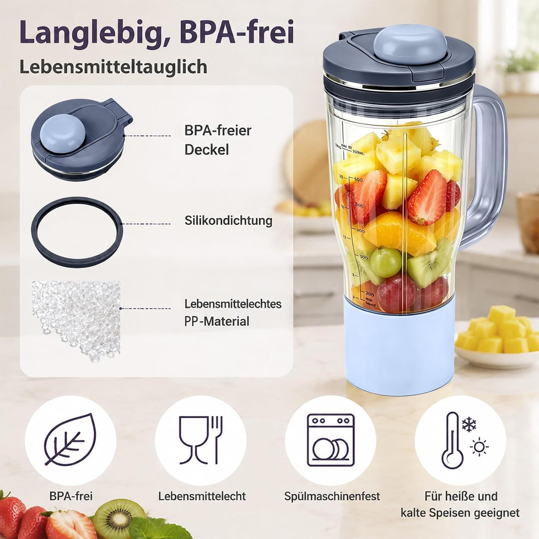 710 ml Reisebecher Ersatz für Ninja Blend Boss Becher, Blau | Mixbecher mit BPA-freier, Undicht, Bru