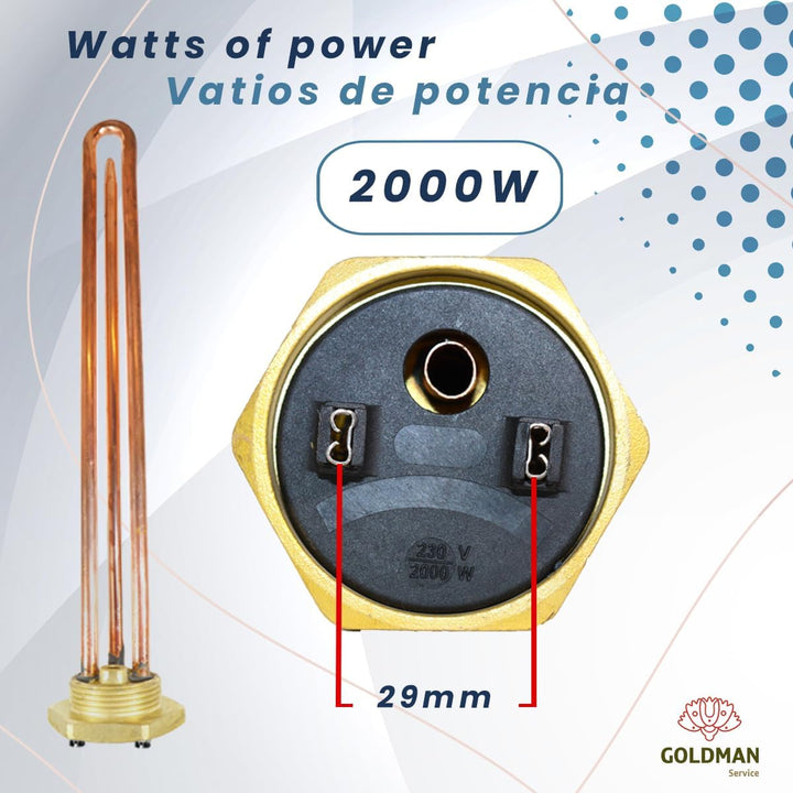 GOLDMAN SERVICE Elektrischer Thermo-Widerstandsset, Monoblock, 2000 W, Gewinde, 1 ¼ Zoll, Thermostat