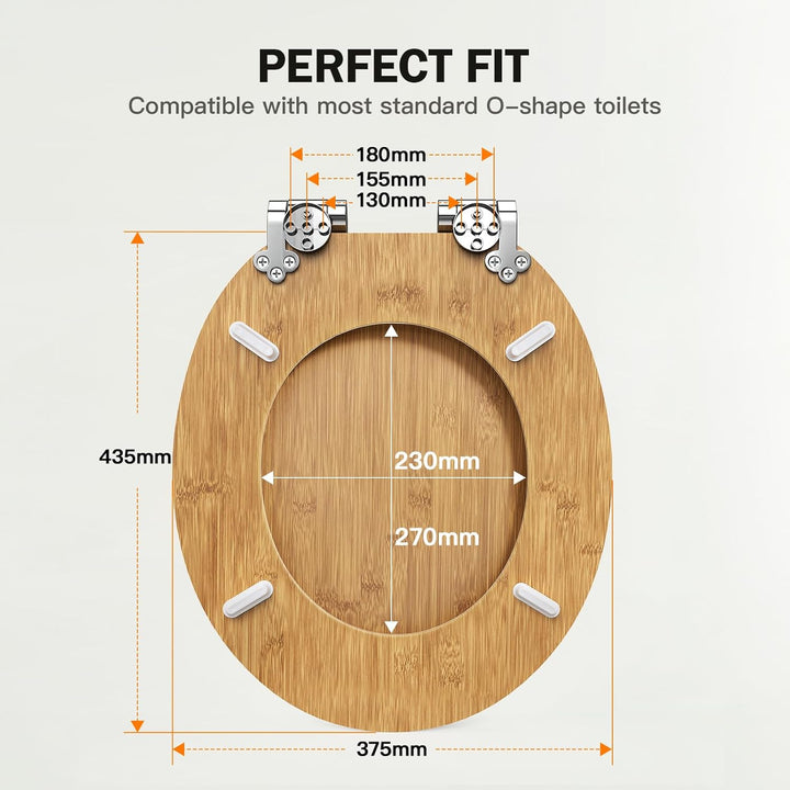 Pipishell O-förmiger Klodeckel mit Absenkautomatik Holz und glatten Metallscharnieren, MDF-Toiletten