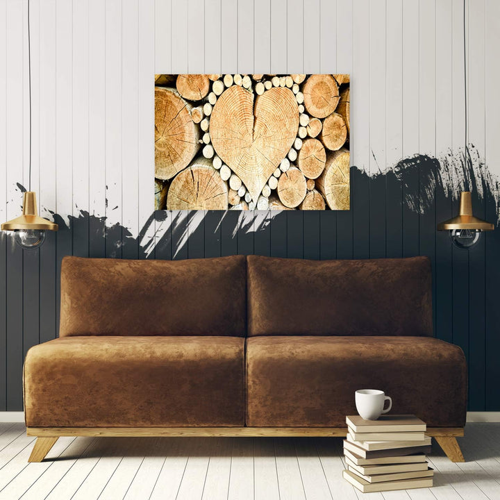 Feeby Leinwandbild Herz Bild Kunstdruck abstrakt Braun 70x50 cm M14318 70x50 cm, M14318 70x50 cm