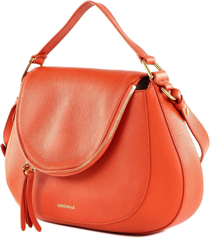 Coccinelle Leder Handtasche Schultertasche Sole Handbag Bottalatino Leather Tangerine Einheitsgrösse