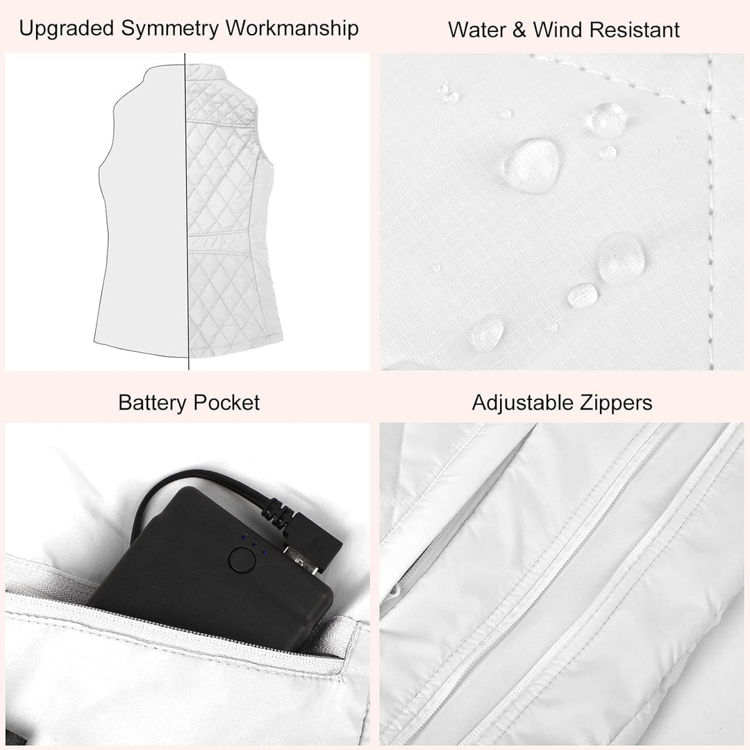 Kintiwe Beheizbare Weste Damen, Beheizte Weste mit Powerbank, Heizweste Beheizbare Jacke Heizjacke W