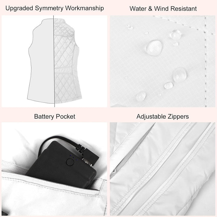 Kintiwe Beheizbare Weste Damen, Beheizte Weste mit Powerbank, Heizweste Beheizbare Jacke Heizjacke W