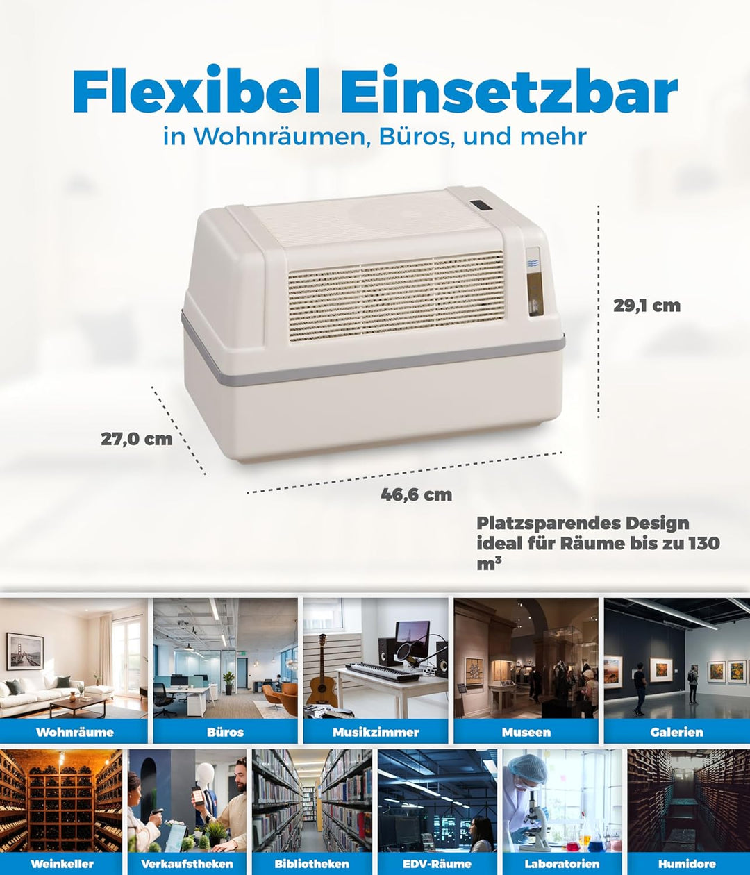 BRUNE Lufbefeuchter B 120 - Für Räume bis 130 m³ - Verdunstung mit Filter für gesundes Raumklima - 1