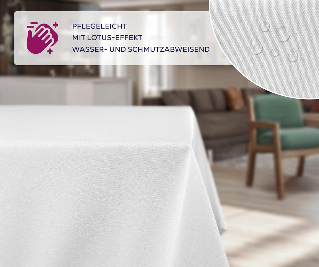 BEAUTEX fleckenabweisende und bügelfreie Tischdecke - Tischtuch mit Lotuseffekt - Tischwäsche in Lei