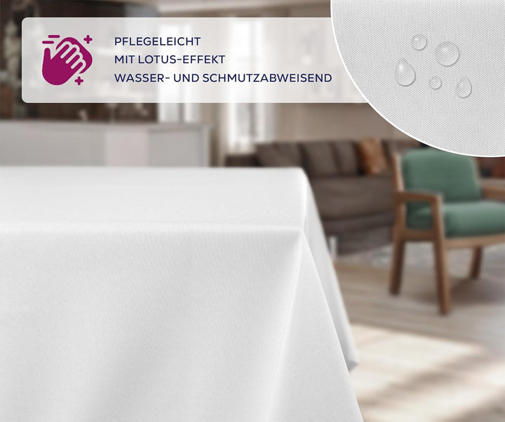 BEAUTEX fleckenabweisende und bügelfreie Tischdecke - Tischtuch mit Lotuseffekt - Tischwäsche in Lei