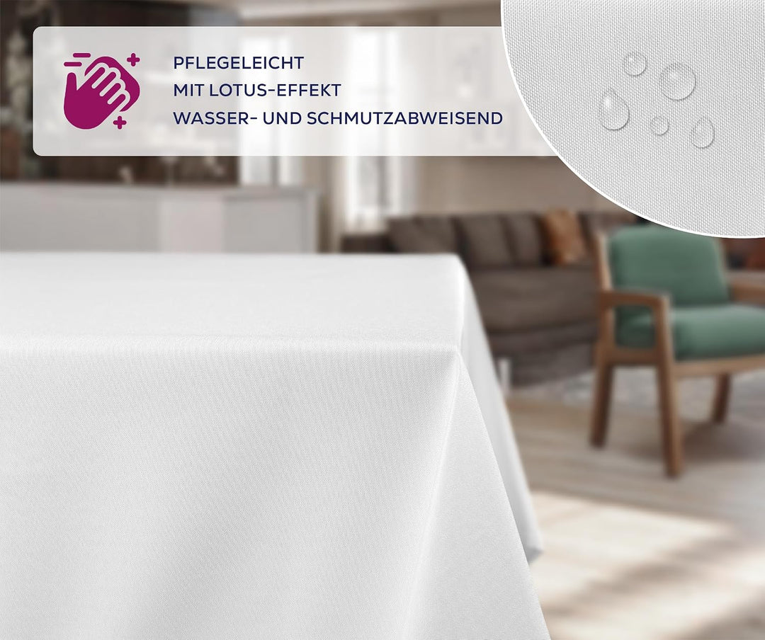 BEAUTEX fleckenabweisende und bügelfreie Tischdecke - Tischtuch mit Lotuseffekt - Tischwäsche in Lei