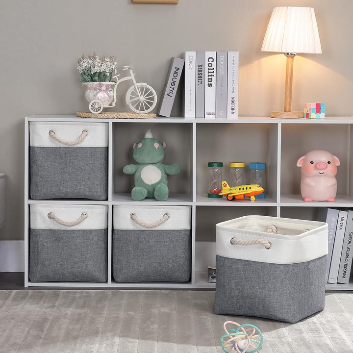 Mangata Aufbewahrungsbox Stoff,(28x28x28cm) Aufbewahrungskorb, Korbe Stoff in Würfel für Schrank, Re