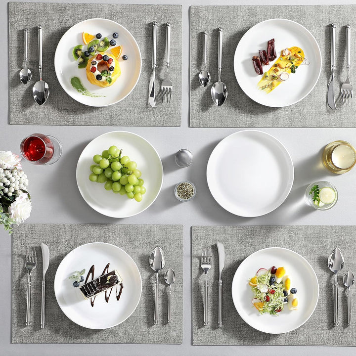 MALACASA, Serie REG, 21,5 x 2,8 cm Dessertteller-Set mit 6 Stück, Cremeweisses Porzellan-teller-Set,