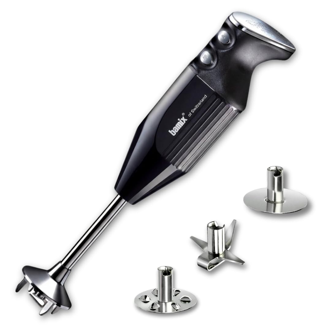 bamix Stabmixer Set M250 PRIME inkl. Multifunktionsmesser, Quirl, Schlagscheibe aus Edelstahl, 250 W