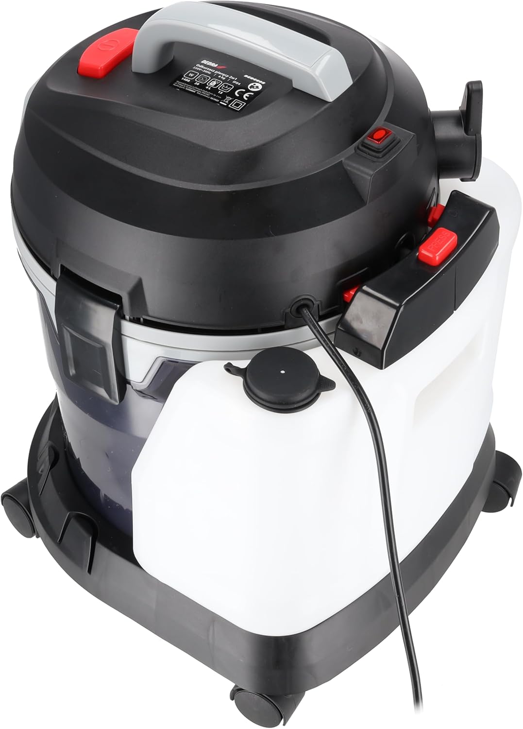Dedra 2-in-1 Waschsauger für Nass- und Trockensaugen, 1400 W Leistung, Sprühfunktion für Reinigungsm